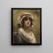 Portret van een jong meisje met een witte stoffen pet - Konstantin Makovsky — ingelijst kunstwerk aan de muur