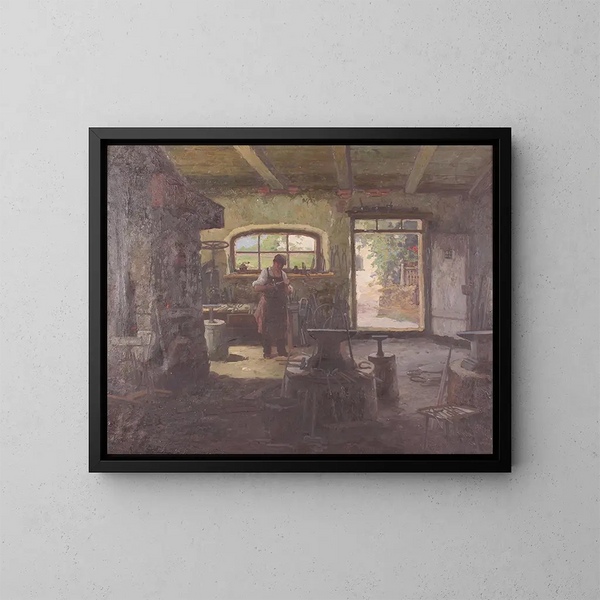 an Old Farrier - Konstantin Stoitzner — framed artwork on a wall