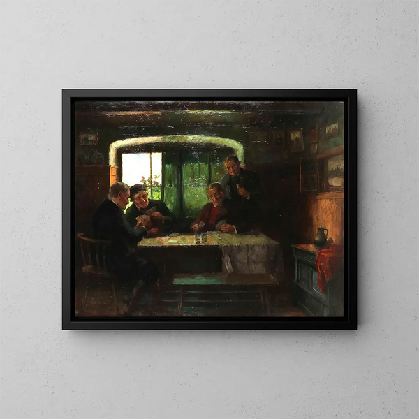 The Peasants' Card Game - Konstantin Stoitzner — framed artwork on a wall