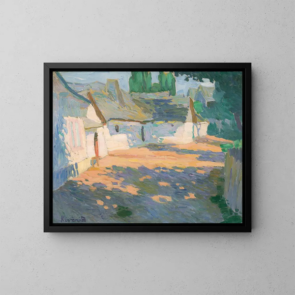 In the village courtyard in the morning - Konstantin Korovin — framed artwork on a wall