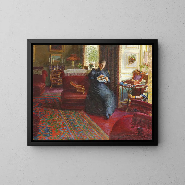Portrait of Mrs. Knudtzon - Kristian Zahrtmann — framed artwork on a wall