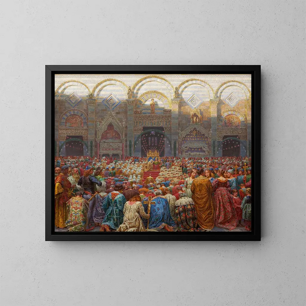 The Mysterious Marriage in Pistoia - Kristian Zahrtmann — framed artwork on a wall