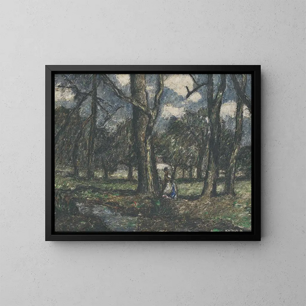 Landscape Painting - Károly Kotász — framed artwork on a wall