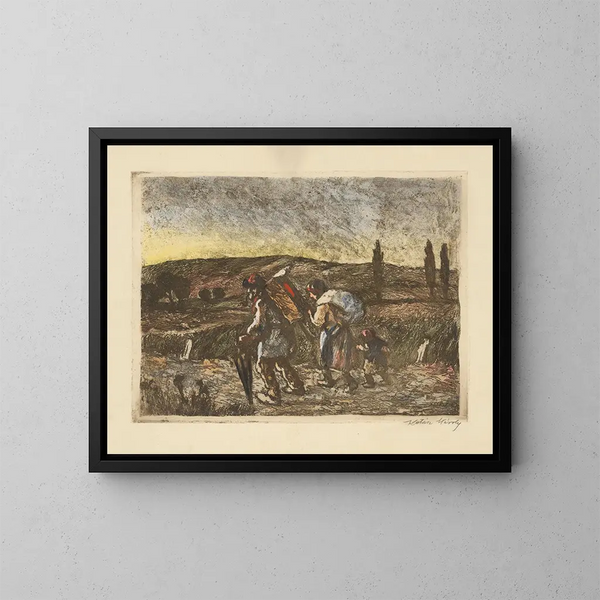 Retour de la famille - Károly Kotász — framed artwork on a wall