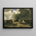 Paarden onder een regenbui - Károly Lotz — ingelijst kunstwerk aan de muur