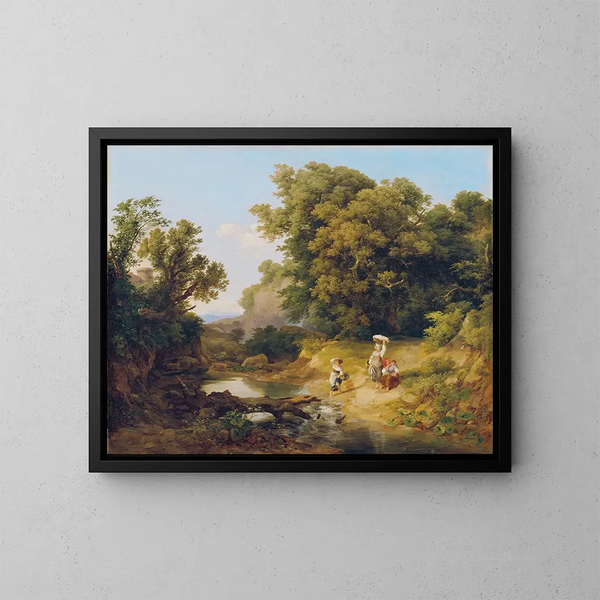 Landscape ideal, Italian landscape - Károly Markó — framed artwork on a wall