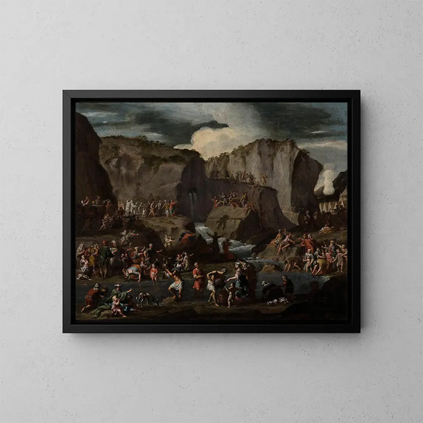 Moïse faisant jaillir l'eau du rocher - Krzysztof Lubieniecki — framed artwork on a wall