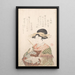Courtisane avec livre et épingle à cheveux - Kubo Shunman — ingelijst kunstwerk aan de muur