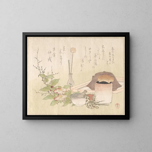 Set keukengerei voor de theeceremonie - Kubo Shunman — ingelijst kunstwerk aan de muur