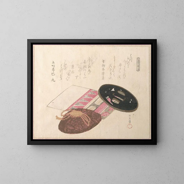 Garde de sabre Tsuba et sacs - Kubo Shunman — ingelijst kunstwerk aan de muur