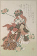 Twee dansers die een shakkymono kabuki-dans uitvoeren uit de album Surimono de la pluie de printemps Harusame surimonoj vol 3 - Kubo Shunman — weergave van het kunstwerk