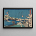 Sneeuwlandschap met rivier en personages - Kunikazu Utagawa — ingelijst kunstwerk aan de muur