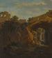 L interieur van het Colosseum met rustende figuren onder een boog - Jan Frans Van Bloemen — weergave van het kunstwerk