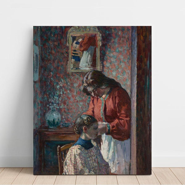 Reproductie van het schilderij La Coiffure (Mme Lebasque Coiffant sa Fille) - Henri Lebasque