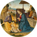 De Madonna en Sint-Jozef die het Kind Jezus aanbidden - Sebastiano di Bartolo Mainardi — gepresenteerd in een interieur