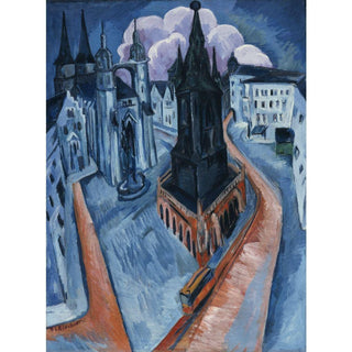 La Tour Rouge à Halle - Ernst Ludwig Kirchner | Reproduction Tableau Décoration murale affiche copie