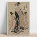 Reproductie van het schilderij La courtisane Hinazuru de Chojiya met haar gevolg Tsuruji en Tsuruno - Kitagawa Utamaro