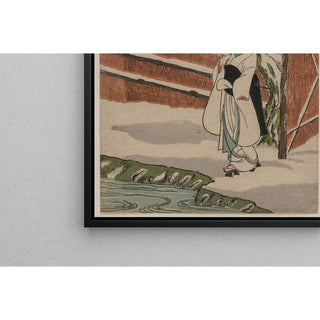 Reproduction La jeune fille au héron debout sous un saule - Suzuki Harunobu