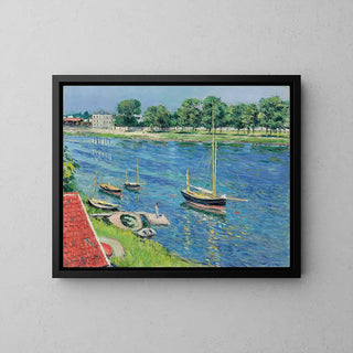 De Seine in Argenteuil, boten voor anker - Gustave Caillebotte