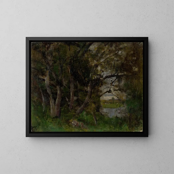 Motief van het einde van de avond in een park in Strky - Ladislav Mednyánszky — ingelijst kunstwerk aan de muur