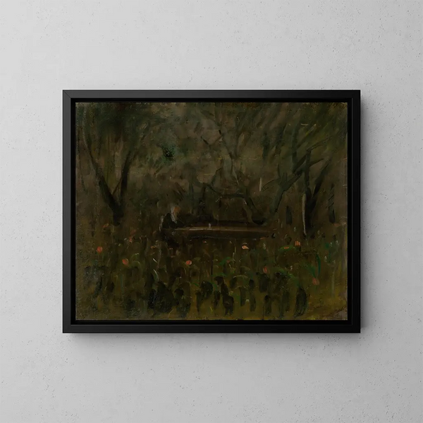 In the Garden at the Table - Ladislav Mednyánszky — framed artwork on a wall