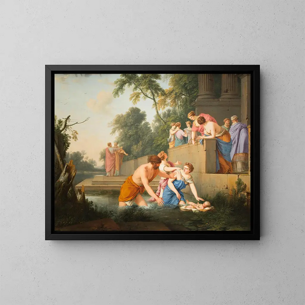 The Discovery of Moses - Laurent de La Hyre — framed artwork on a wall
