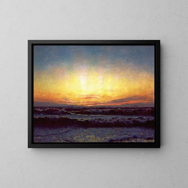 The North Sea in storm after sunset - Laurits Tuxen — framed artwork on a wall