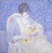 Het bloemenmandje - Frederick Carl Frieseke — weergave van het kunstwerk