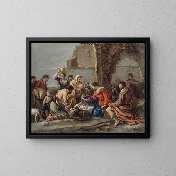 L'Adoration des bergers - Famille Le Nain — framed artwork on a wall