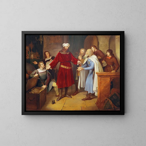 Léopold de Babenberg geeft zijn schatten terug aan de burgers van Wenen - Leander Russ — ingelijst kunstwerk aan de muur