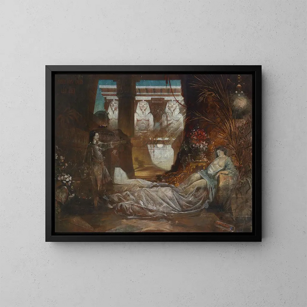 Egyptian scene painting - Leo Diet — framed artwork on a wall