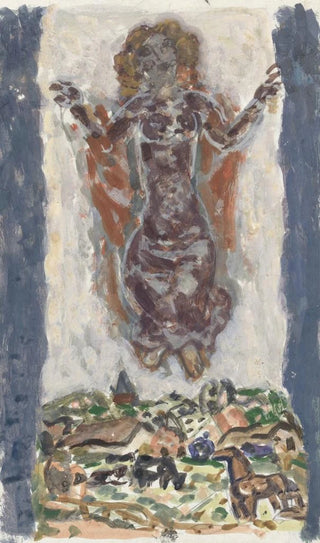 Leo Gestel - Dansende vrouwenfiguur boven een landschap.webp