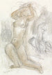 Vrouw naakt met handen in het haar, op de achtergrond een andere naakte figuur - Leo Gestel — weergave van het kunstwerk
