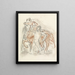 schetsblad met een naakte man die twee paarden vasthoudt - Leo Gestel — ingelijst kunstwerk aan de muur