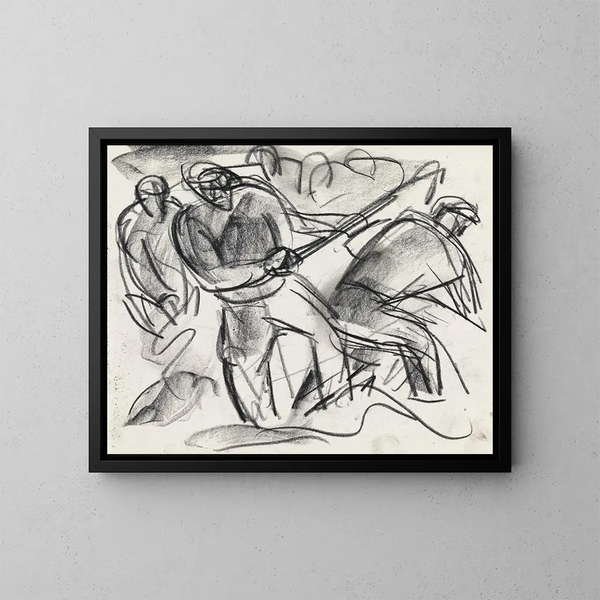 Study of figures at work - Leo Gestel — framed artwork on a wall