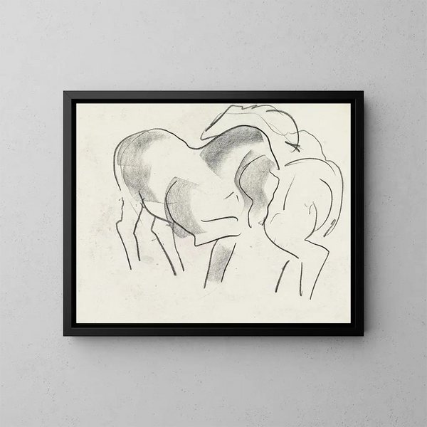 Study Leaf with Horses - Leo Gestel — framed artwork on a wall