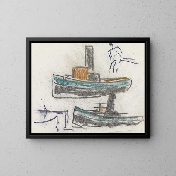Study Leaf with Ships - Leo Gestel — framed artwork on a wall