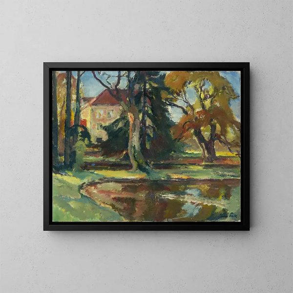Park of Fuberg Castle in Gauting - Leo Putz — framed artwork on a wall