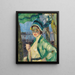 portret van een dame onder een groene paraplu Frieda Blell - Leo Putz — ingelijst kunstwerk aan de muur