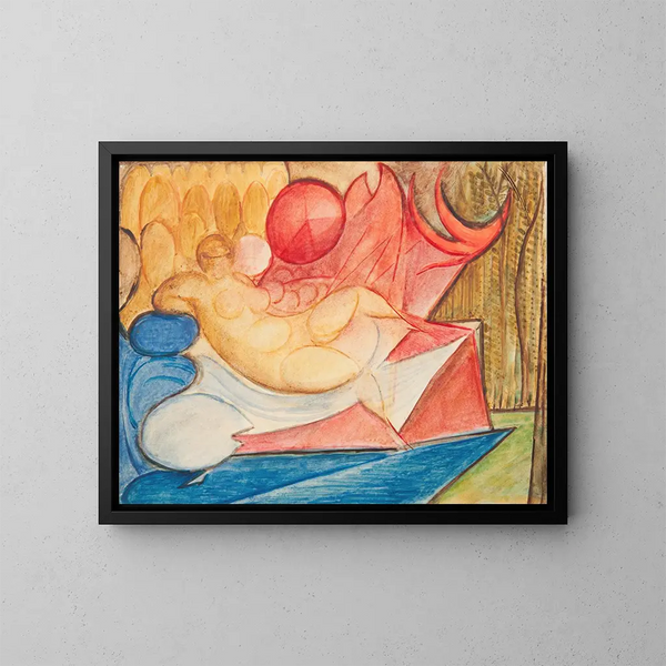 a reclining nude woman - Leon Chwistek — framed artwork on a wall
