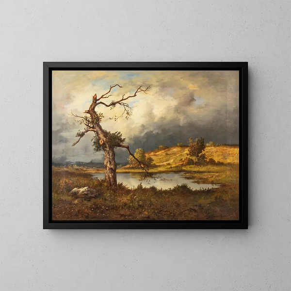 Storms near Fontainebleau - Léon Richet — framed artwork on a wall