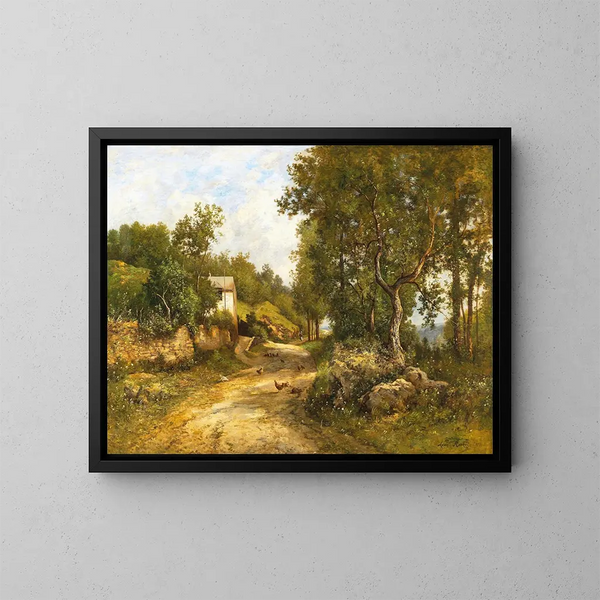Path through a large landscape - Léon Richet — framed artwork on a wall