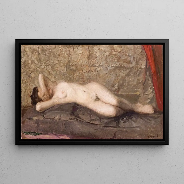 Vrouw naakt liggend - Leon Wyczółkowski — ingelijst kunstwerk aan de muur