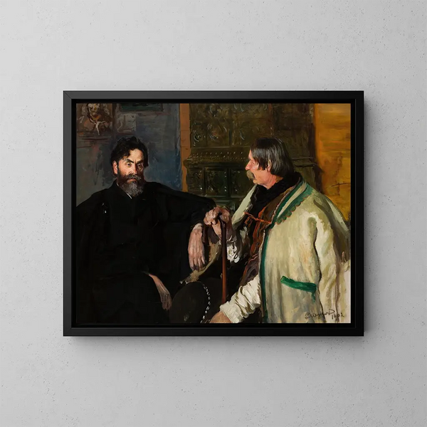 portret van Stanisław Witkiewicz met Wojciech Roj - Leon Wyczółkowski — ingelijst kunstwerk aan de muur