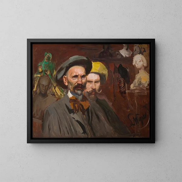 Zelfportret met Konstanty Laszczka - Leon Wyczółkowski — ingelijst kunstwerk aan de muur