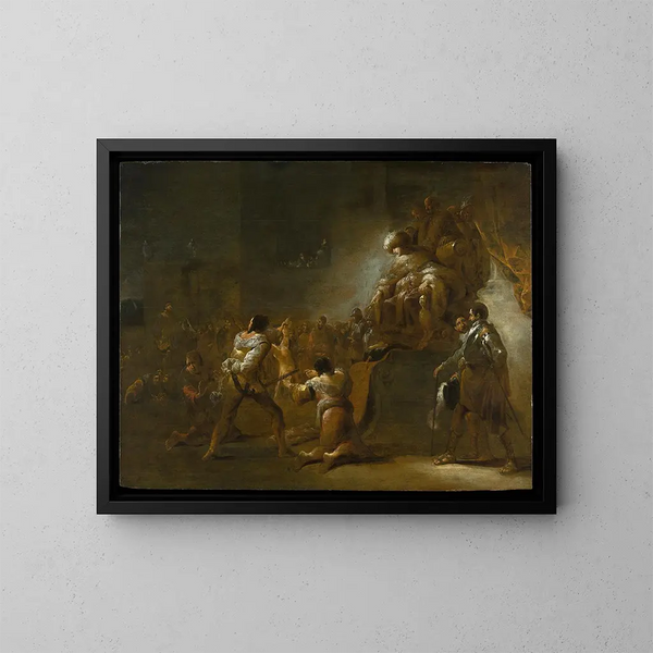 The Judgment of Solomon - Leonaert Bramer — framed artwork on a wall