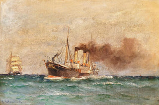 Leonhard Sandrock - Dampffischkutter auf hoher See.webp