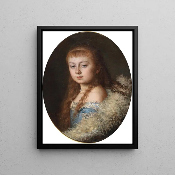 Leopold Horovitz - Portrait of a Girl in a Blue Dress and Pearl Necklace.webp
