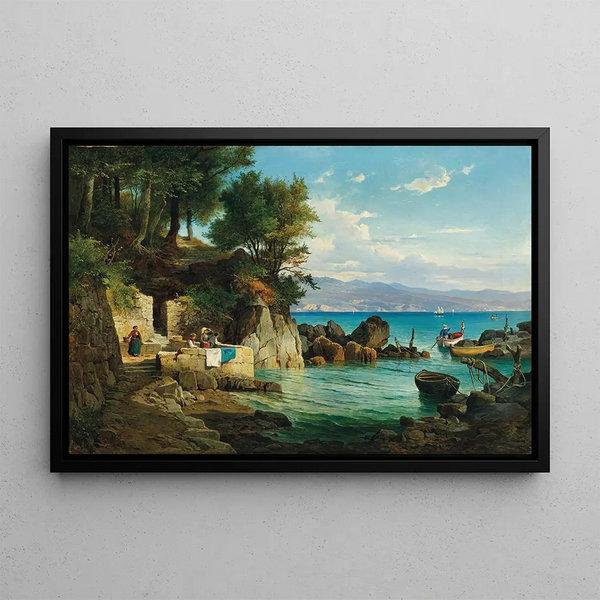 Bay at Abbazia - Leopold Munsch — framed artwork on a wall