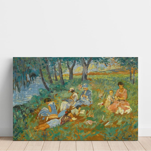 Reproduction of the painting Les Andelys, the Lebasque family by the water - Henri Lebasque